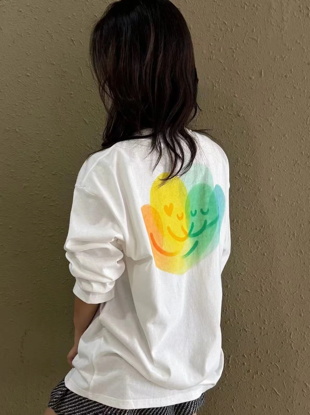 Overlapping watercolor hearts